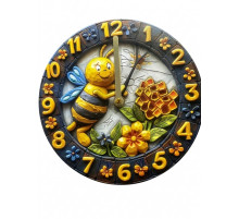 Годинник алюмінієвий «Бджола та стільник» (20,3 × 20,3 см)