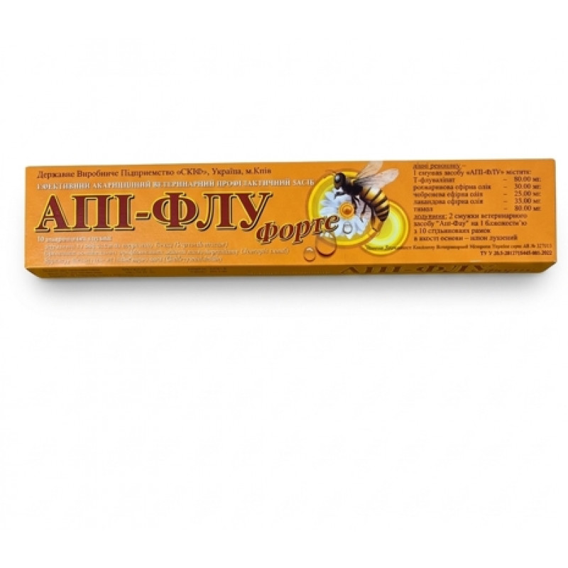 Апі-Флу Форте — посилені акарицидні смужки проти вароатозу (10 шт.)