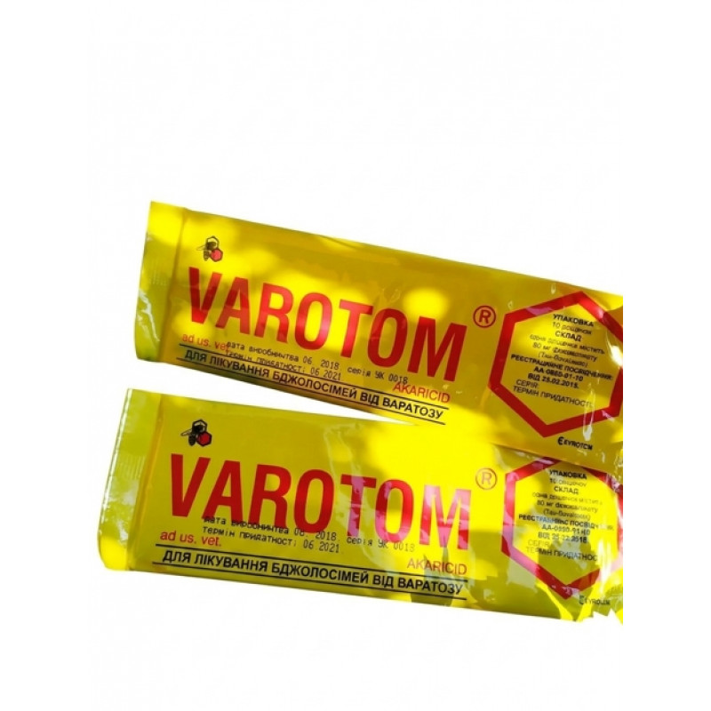 Варотом (Varotom) — препарат для боротьби з вароатозом бджіл (20 пластин)