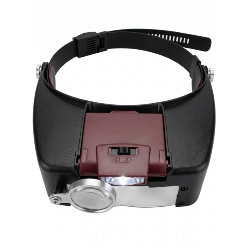 Лупа наголовна зі скляними лінзами та знімною LED-підсвіткою
